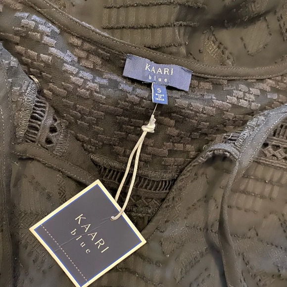 NWT Kaari Blue Tie Neck Burnout Dress in Black - Picture 10 of 11